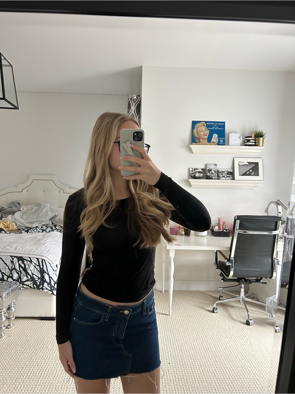 Mini denim skirt dark blue Zara